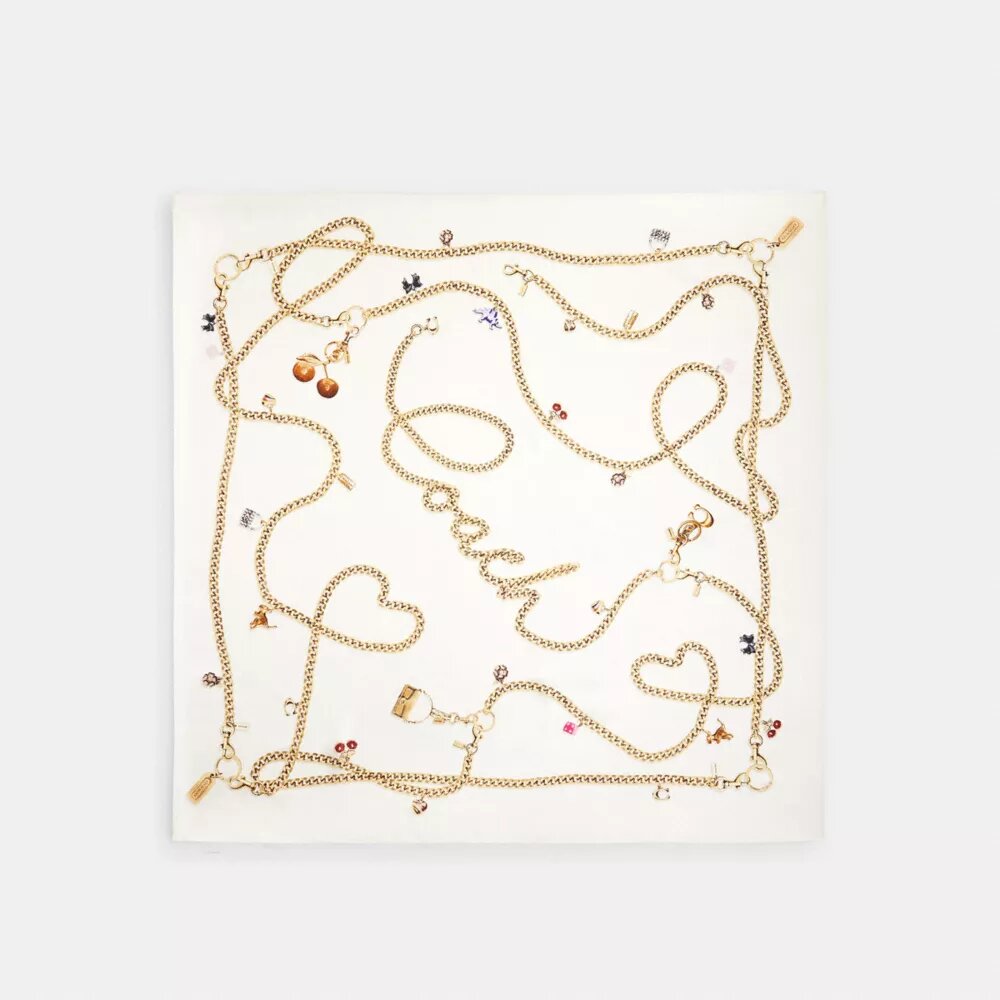 Charms Print Silk Square Scarf