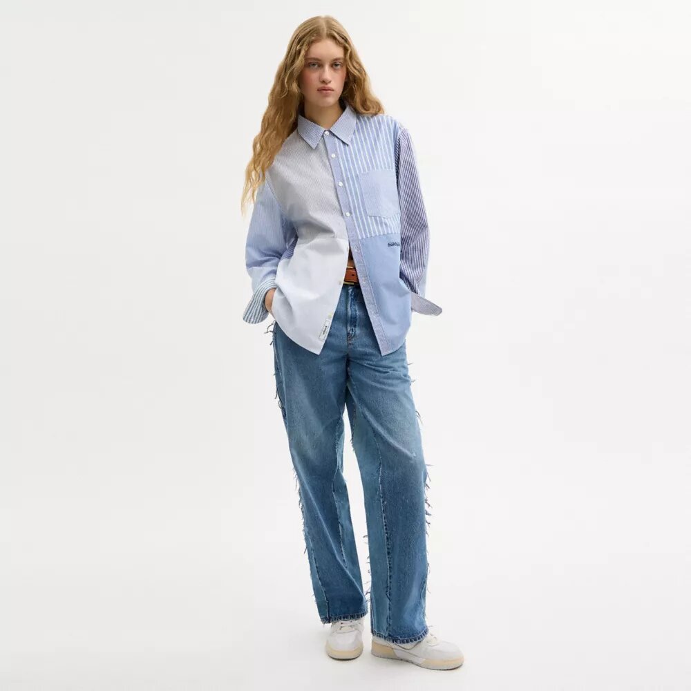 Repurposed Cotton Patchwork Oxford Shirt