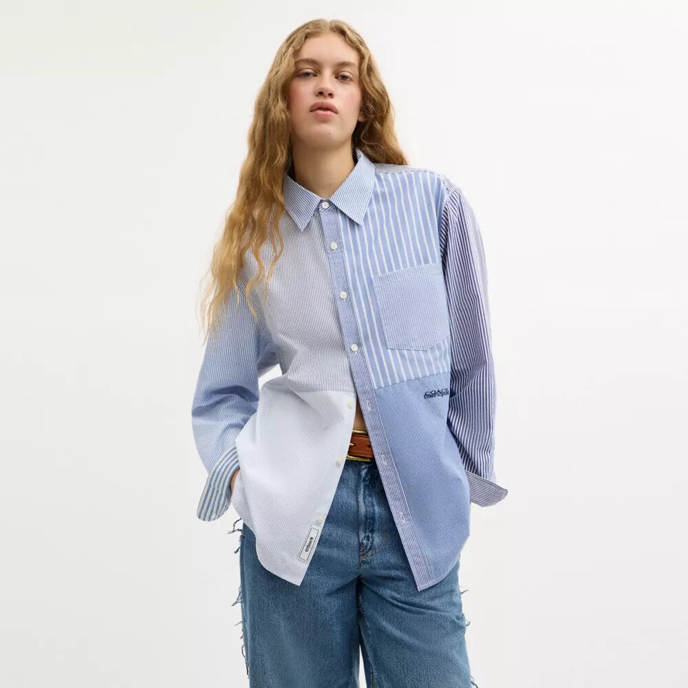 Repurposed Cotton Patchwork Oxford Shirt