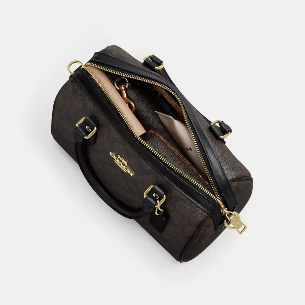 Rowan Satchel Bag in Blocked Signature Canvas