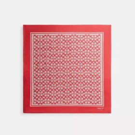 Textured Signature Print Silk Square Scarf