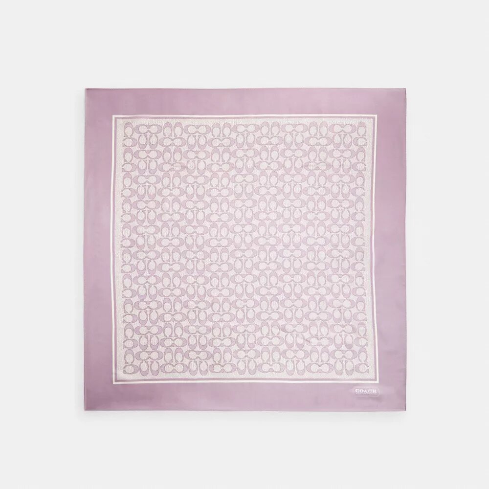 Textured Signature Print Silk Square Scarf