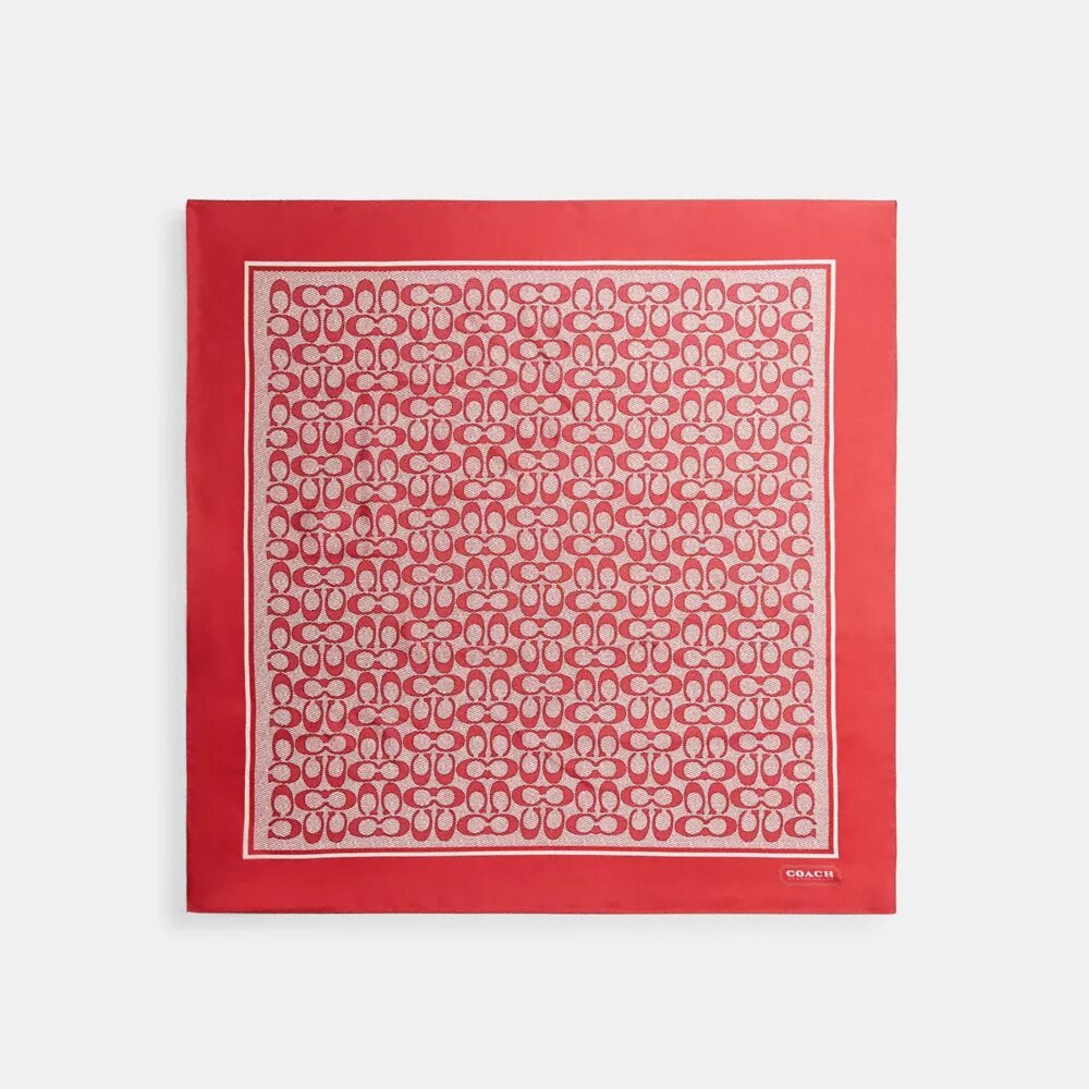 Textured Signature Print Silk Square Scarf